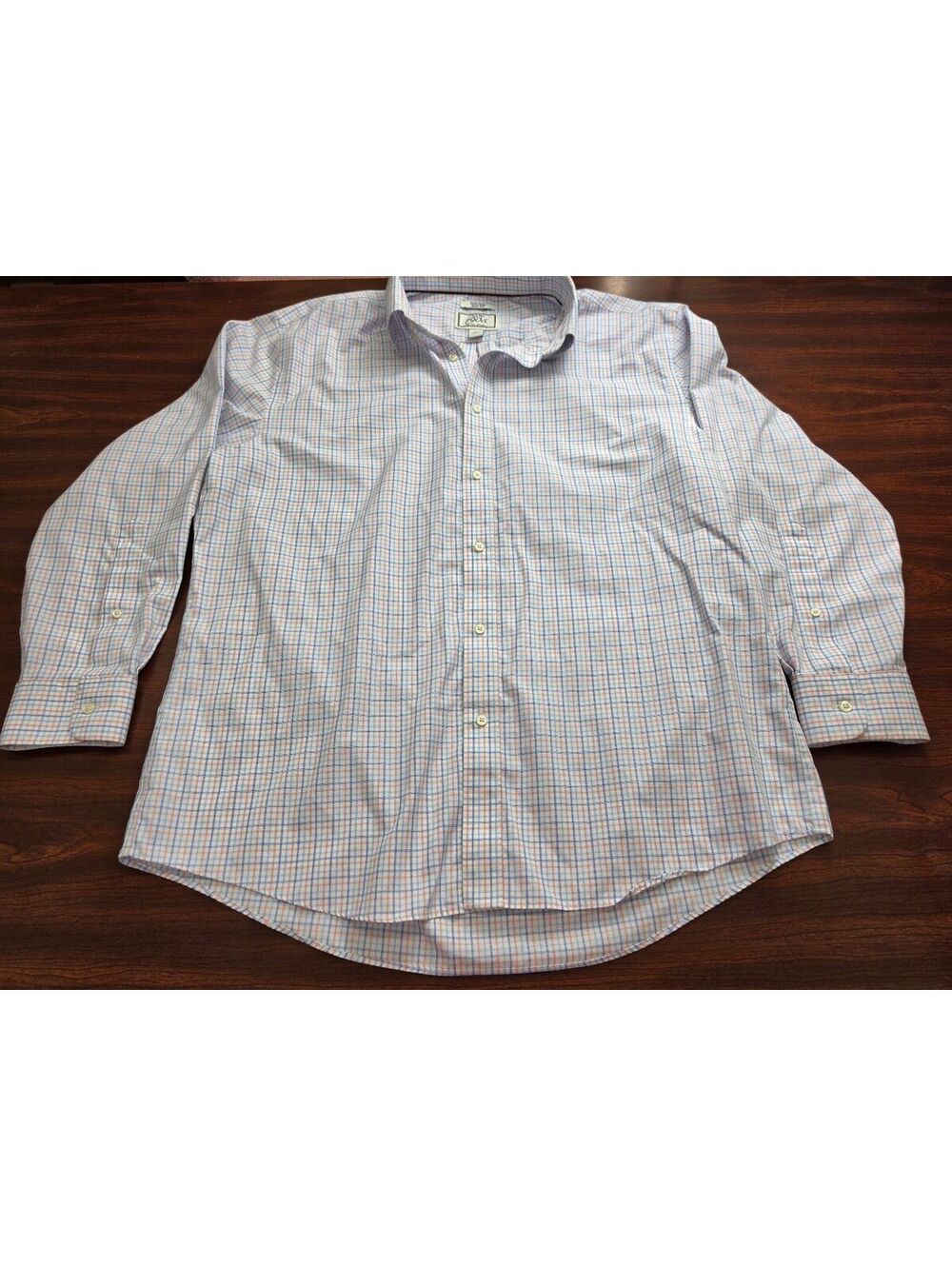 Jos A Bank 1905 Dress Shirt Mens 17-33 Orange Plaid 100% Cotton XL Slim Fit